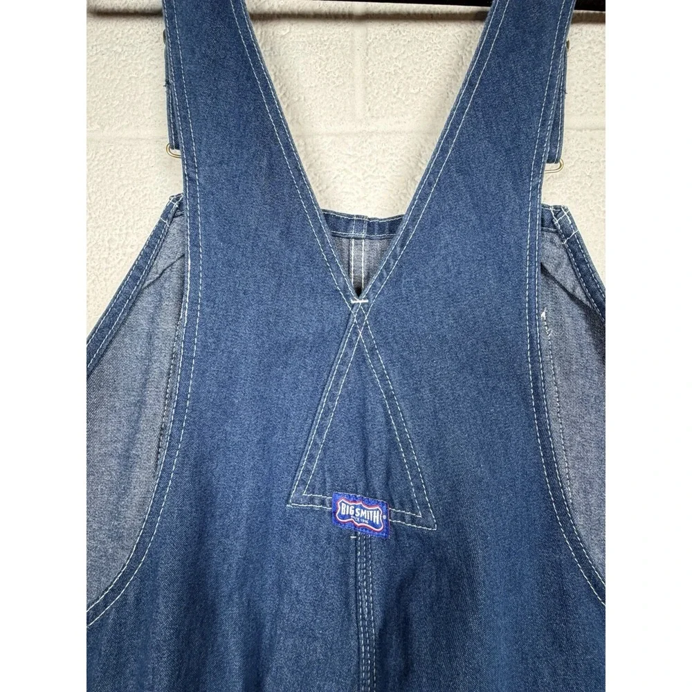 Big Smith Denim Bib Overalls Mens 40x28 Blue Carpenter Workwear Farm Utility